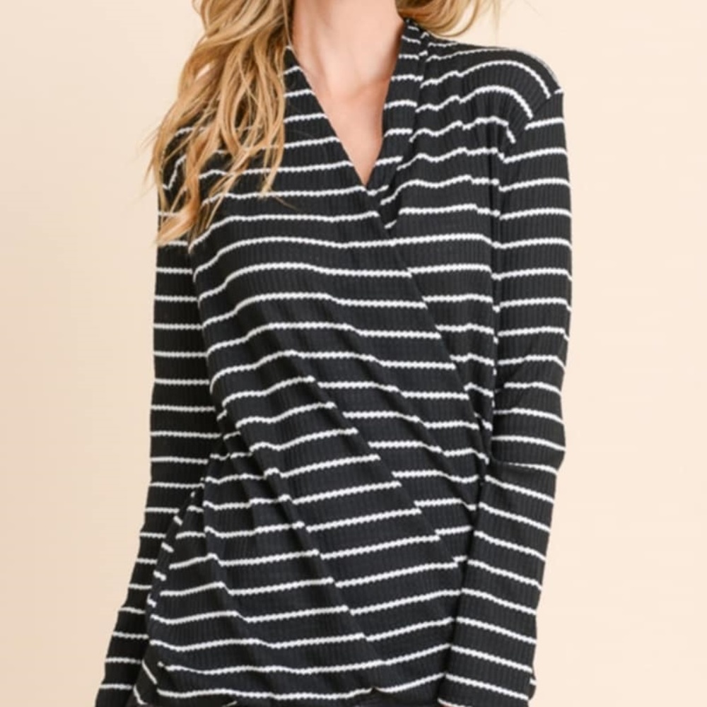 Women's Long Sleeve Wrap Stripe Shirt